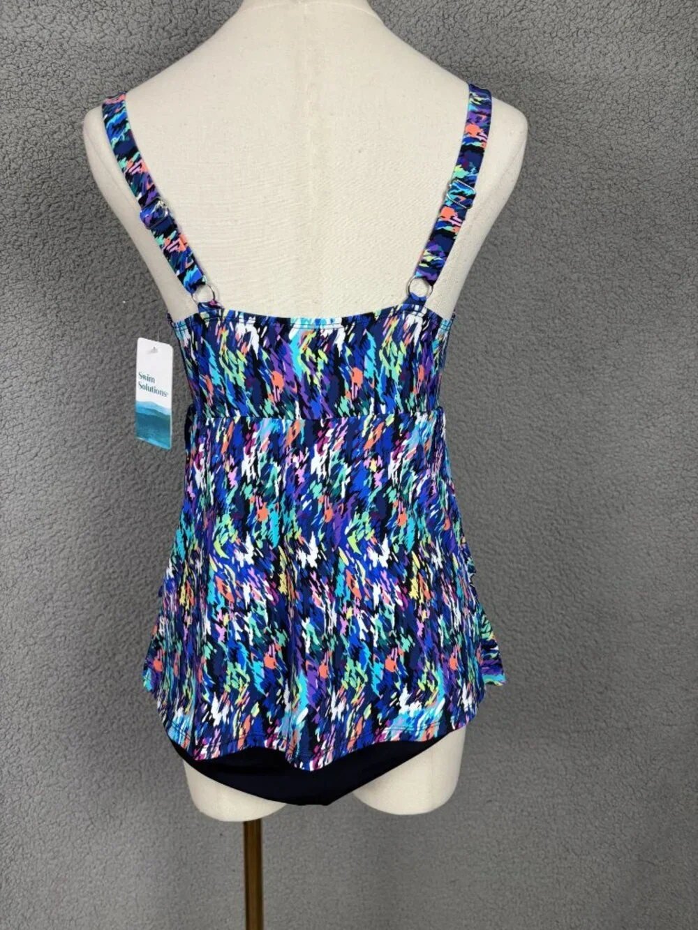 Swim Solutions Women's Printed Tiered Fauxkini One-Piece Swimsuit Size 8 NWT's. - Picture 4 of 8
